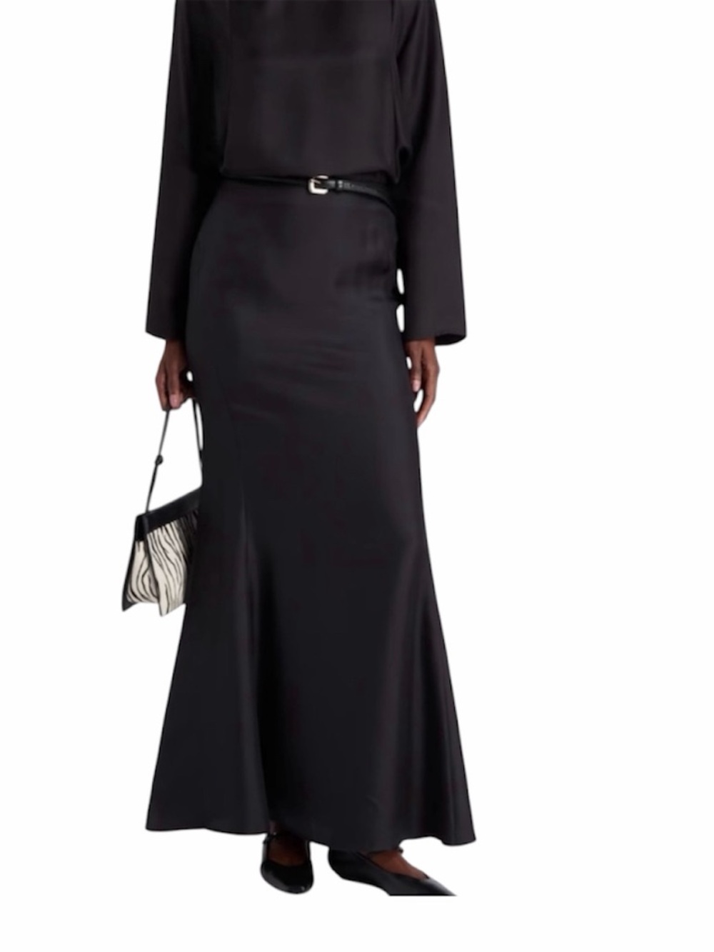 Black Elegant Floor Length Satin Maxi Slip Skirt Size M - Picture 4 of 10
